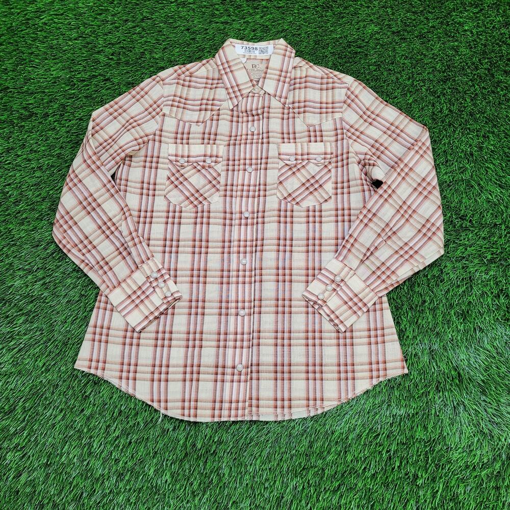 Vintage DEECEE Brand Shirt Women Medium 19x27 Pearl-Snap USA